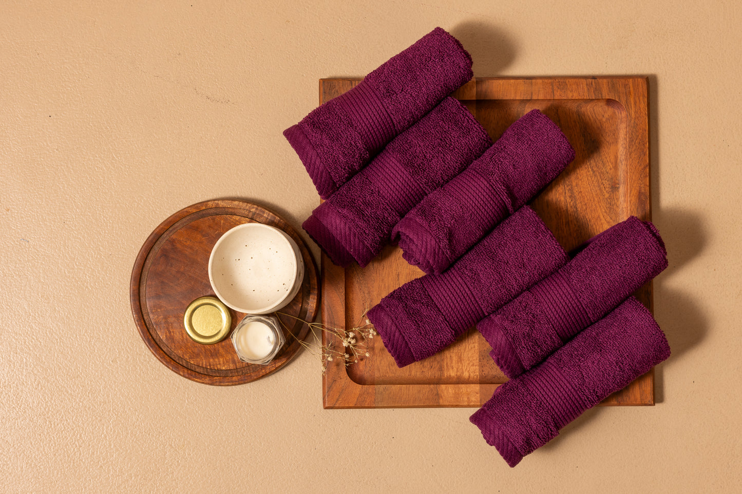 Wine 6 pc cotton face towel