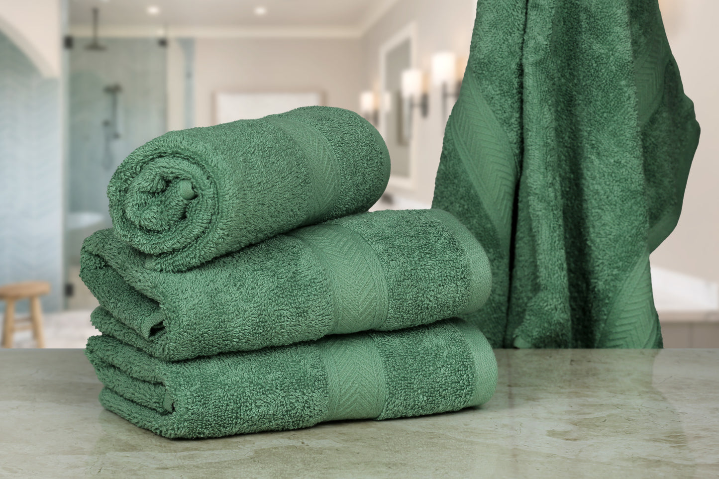 500 GSM FOREST GREEN HAND TOWELS SET