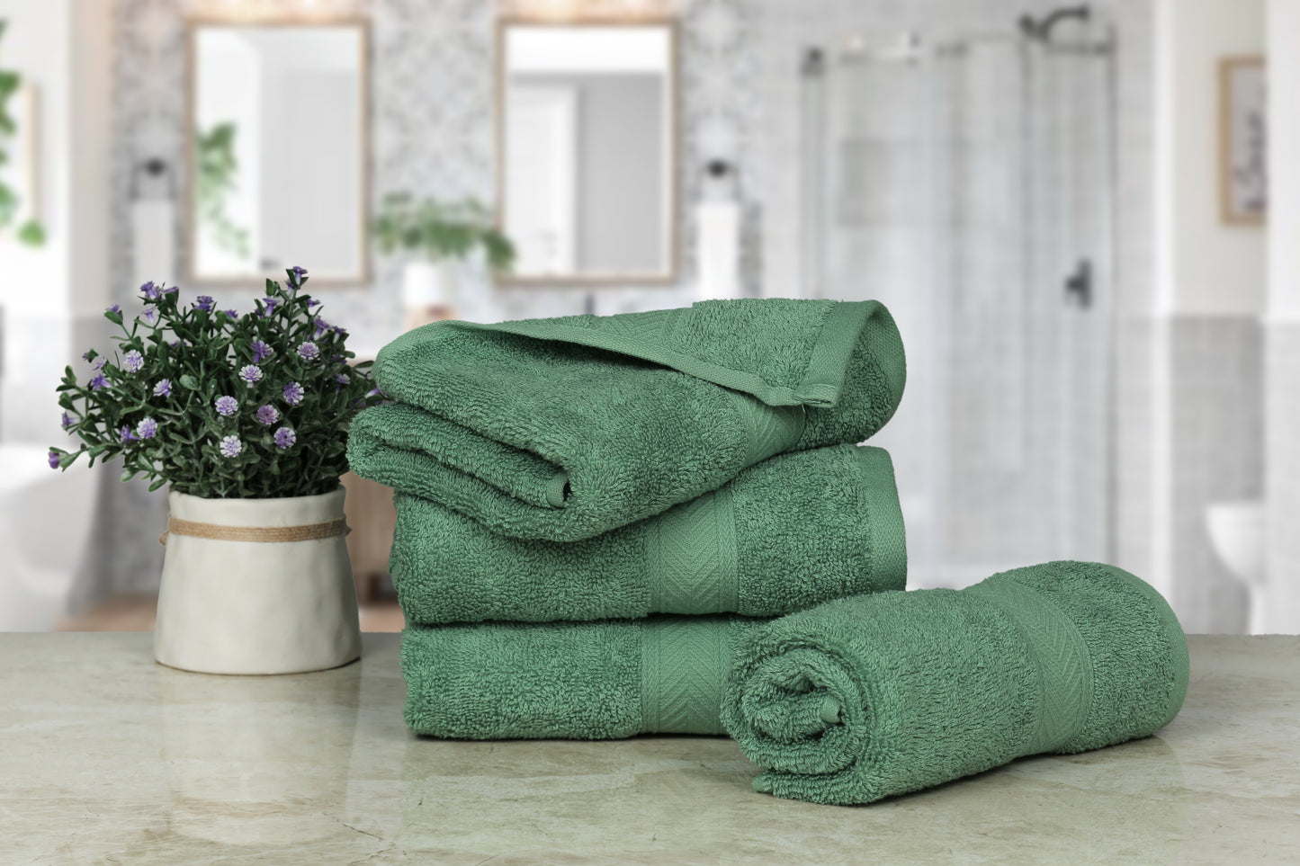 500 GSM FOREST GREEN HAND TOWELS SET