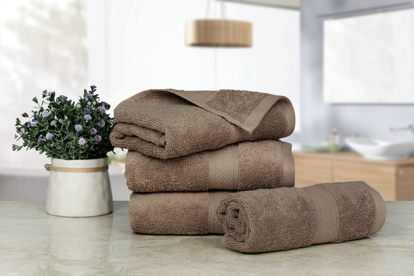 500 GSM TAUPE HAND TOWELS SET