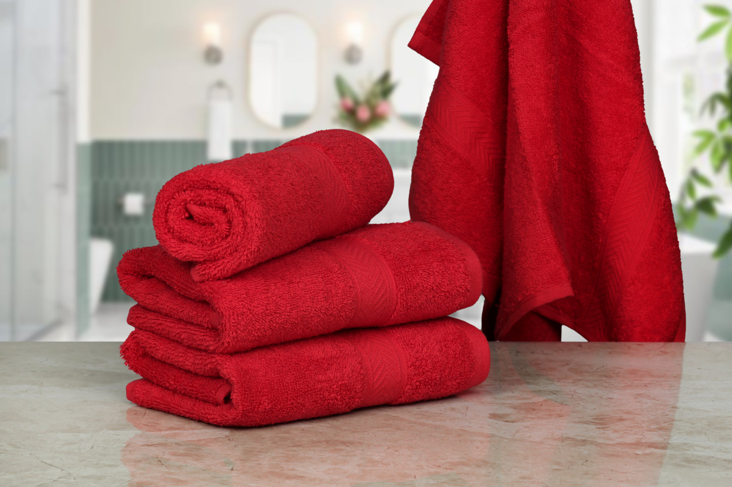 500 GSM RED HAND TOWELS SET