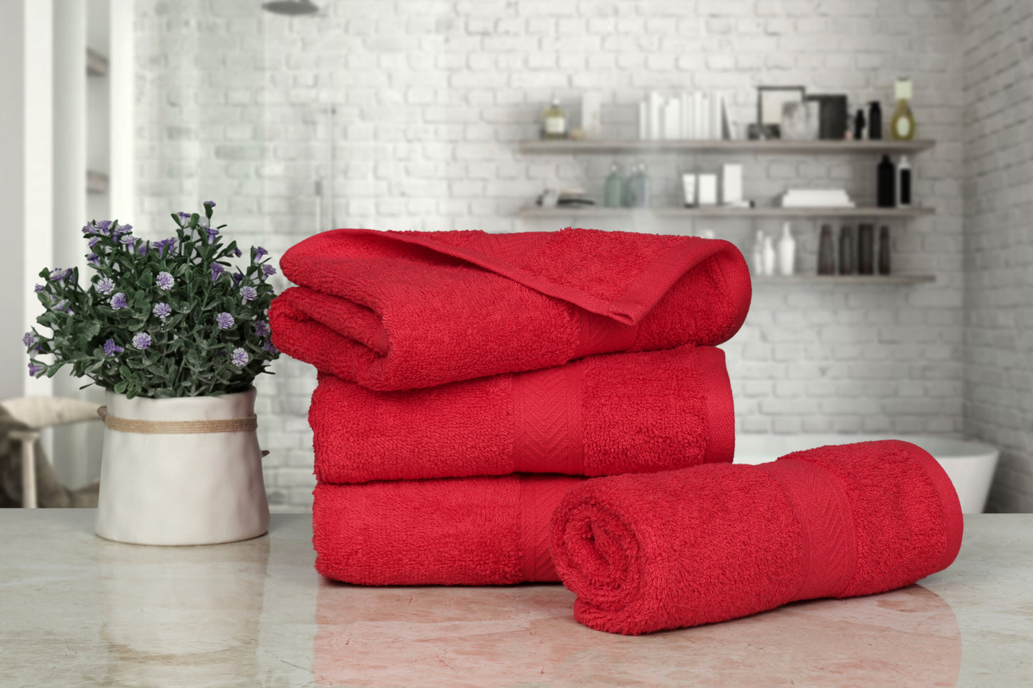 500 GSM RED HAND TOWELS SET