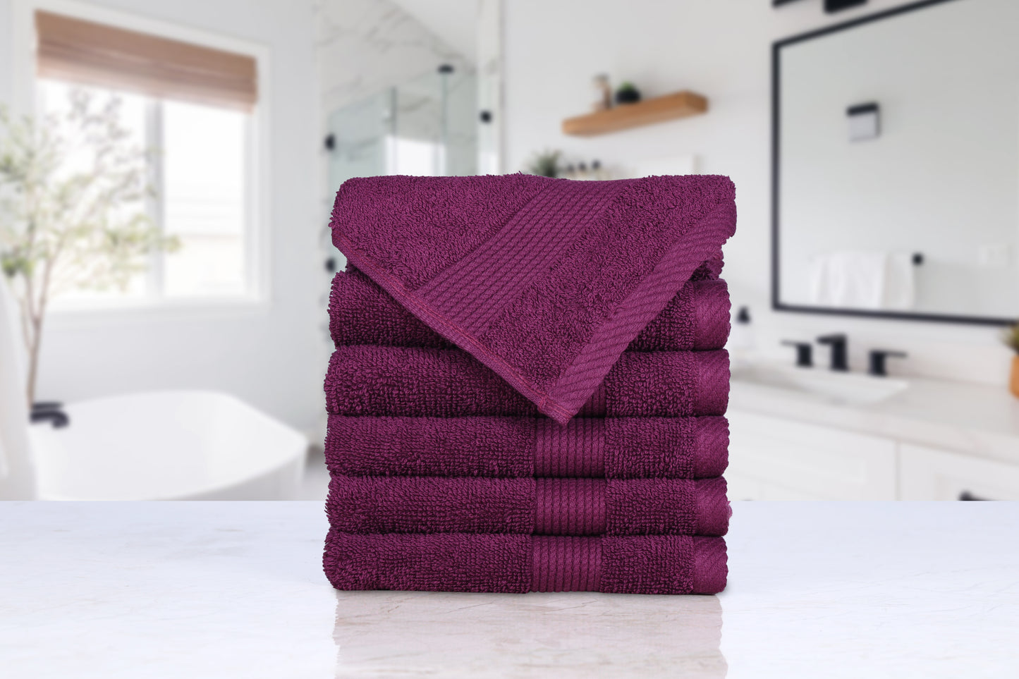 Wine 6 pc cotton face towel