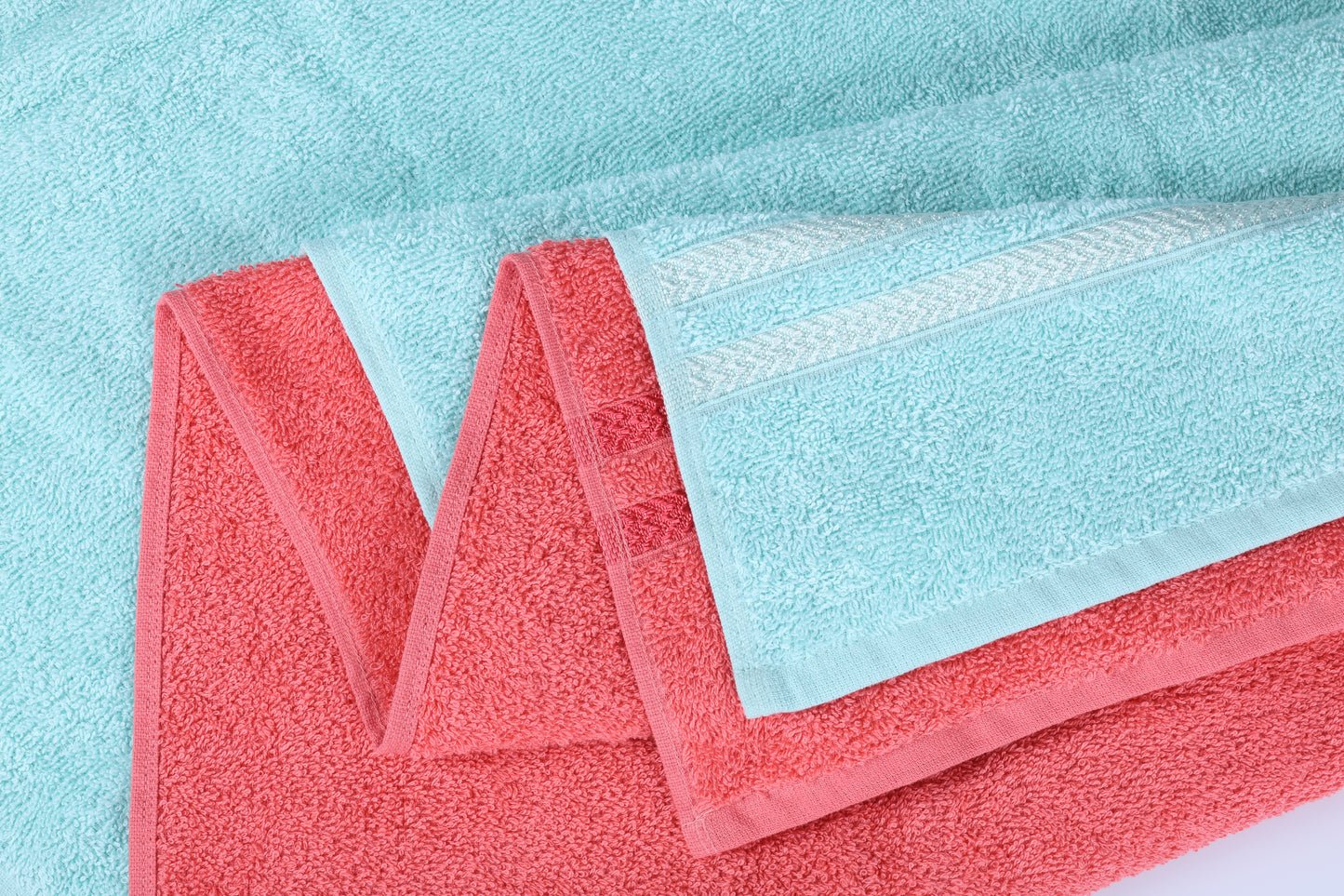 GSM 380 Sea Green & Coral Bath Towel