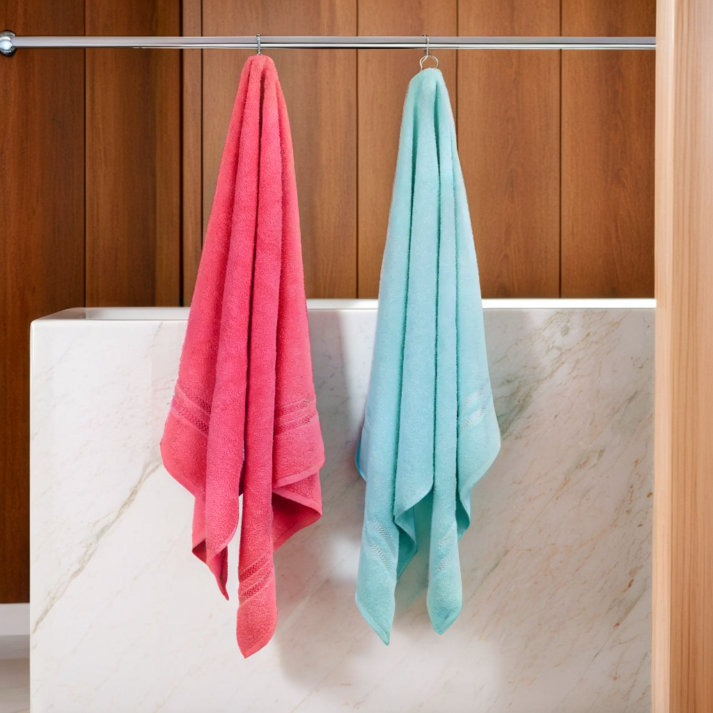 GSM 380 Sea Green & Coral Bath Towel