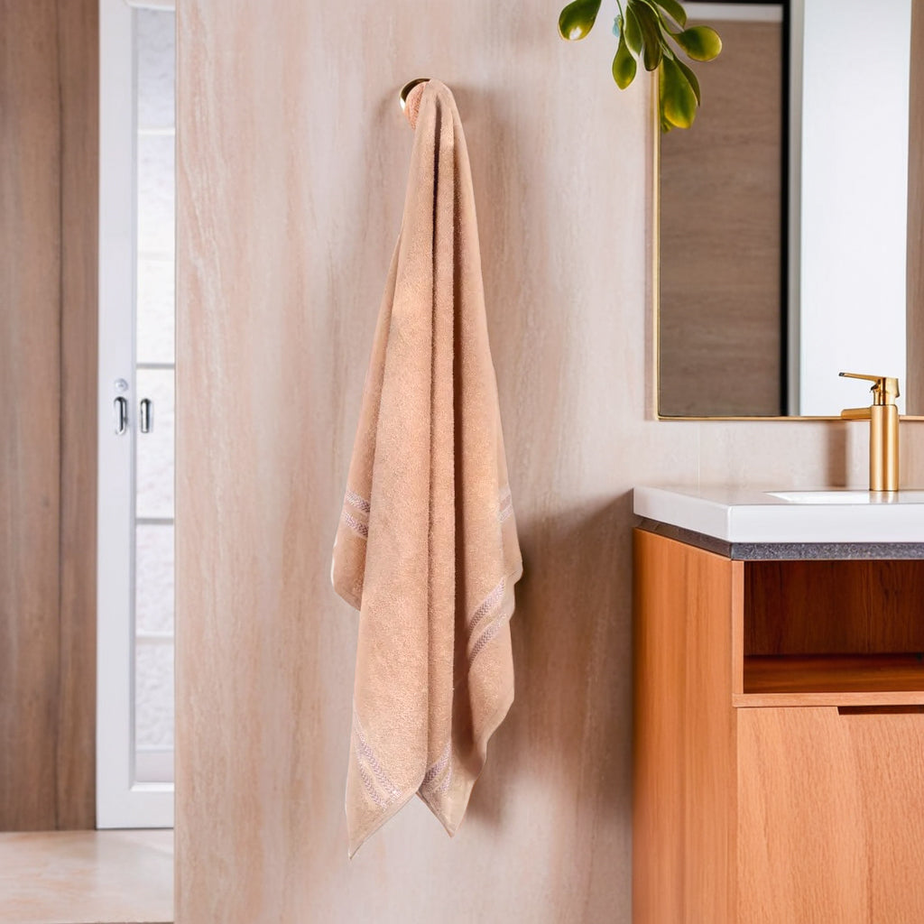 GSM 380 Tan & Coral Bath Towel