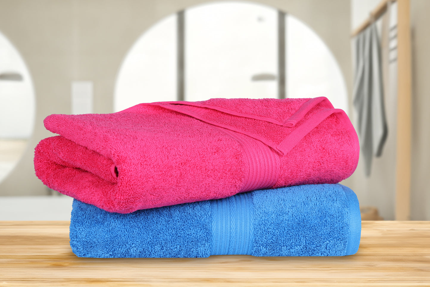 GSM 500 Iris Blue& Paradise Pink Bath Towel