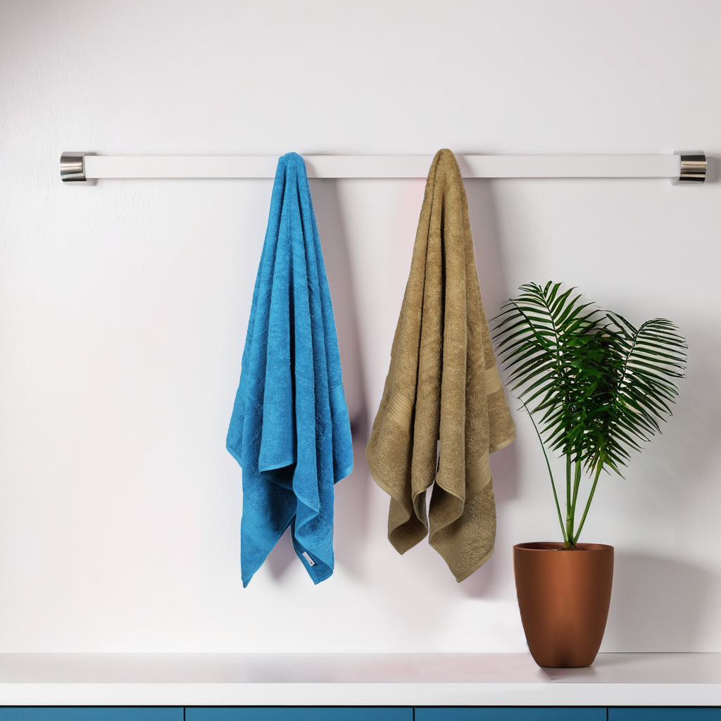 GSM 500 Turquoise Blue & Olive Green Bath Towel