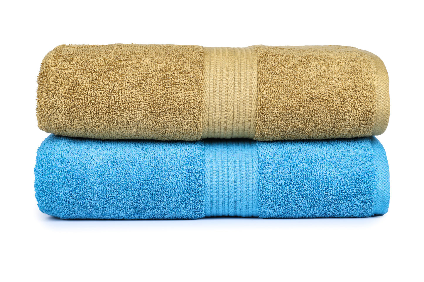 GSM 500 Turquoise Blue & Olive Green Bath Towel