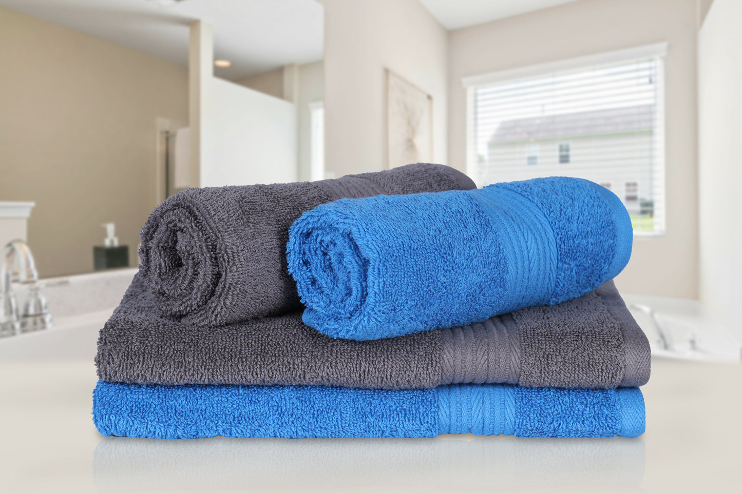 GSM 500 Charcoal & Irise Blue Hand Towel