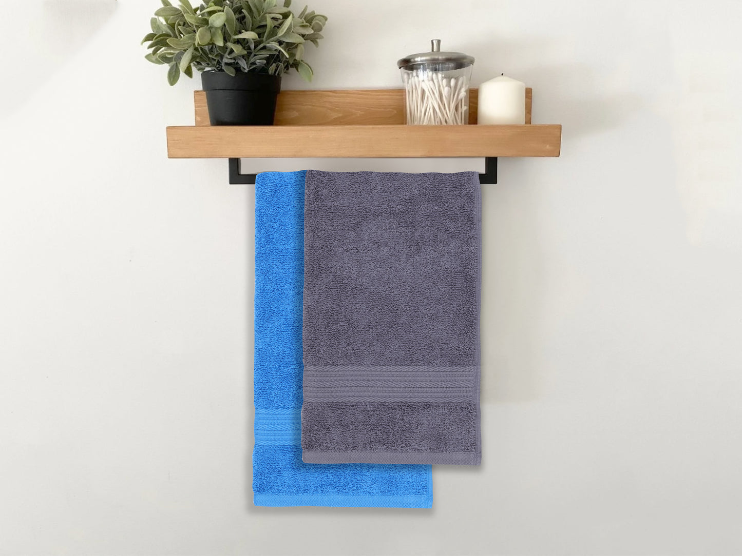 GSM 500 Charcoal & Irise Blue Hand Towel