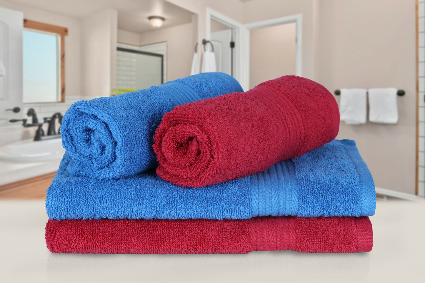 GSM 500 Iris Blue & Tango Red Hand Towel