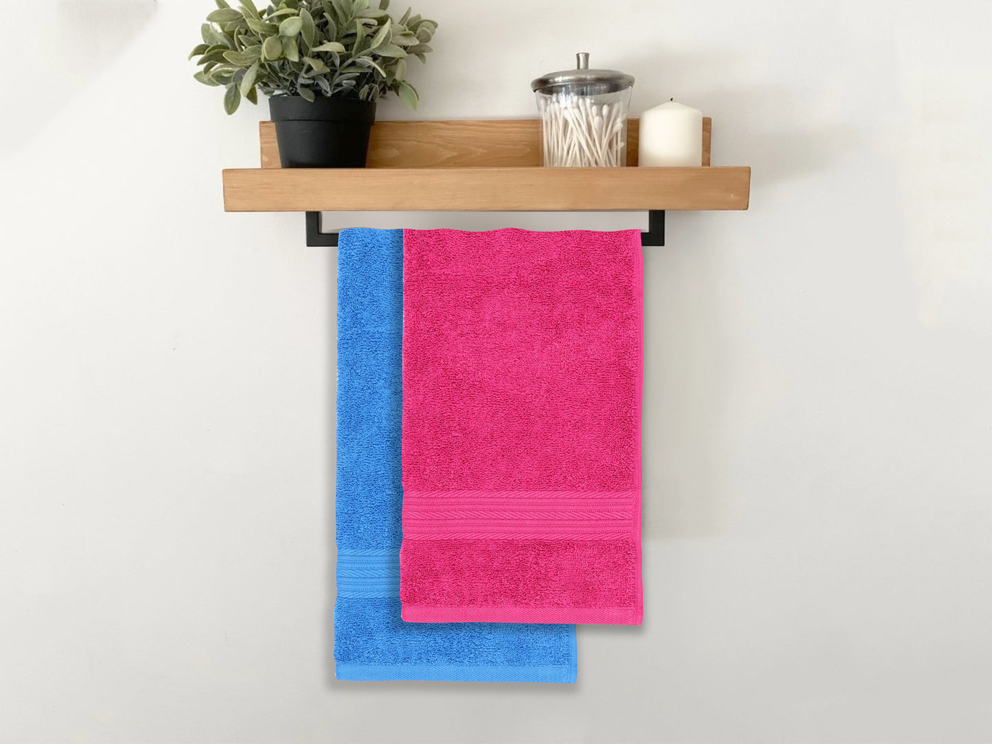 GSM 500 Iris Blue & Paradise Pink Hand Towel