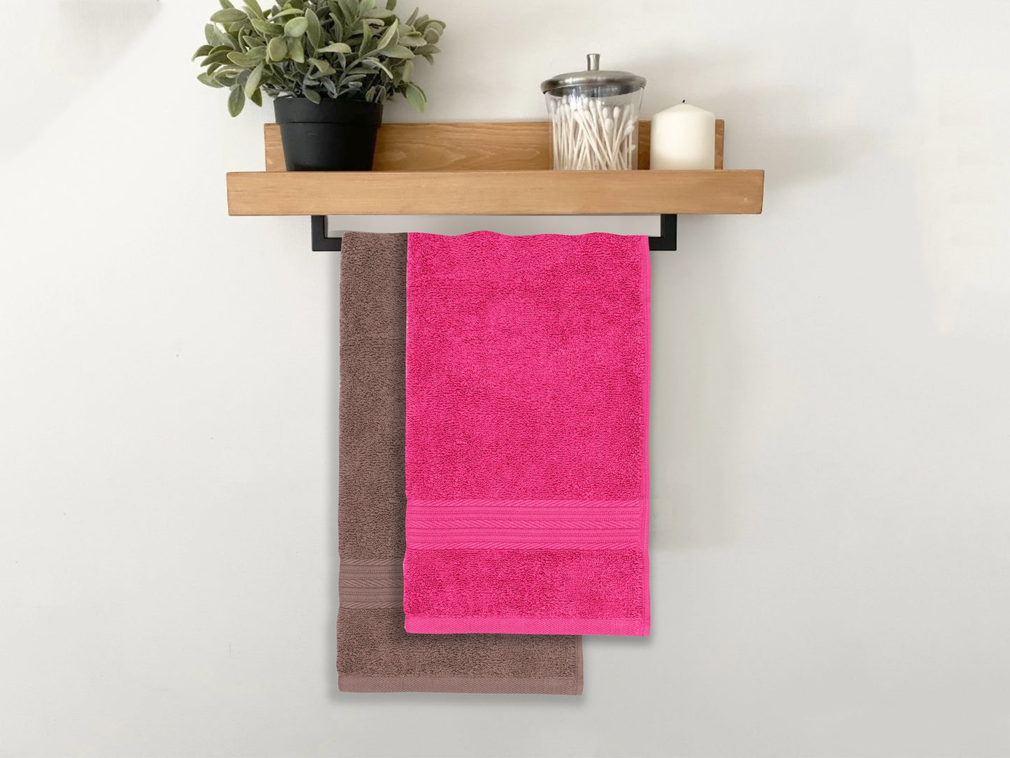 GSM 500 Taupe & Paradise Pink Hand Towel