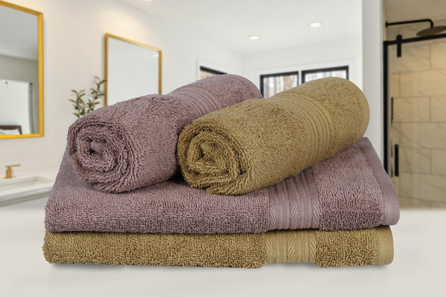 GSM 500 Olive Green & Taupe Hand Towel